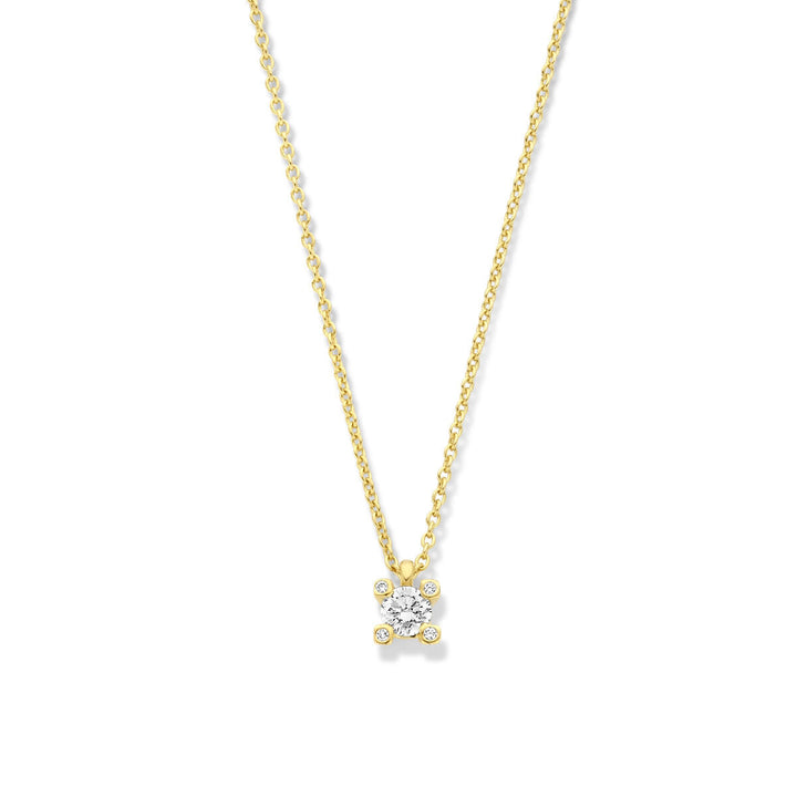 collier diamant 42 cm 0.11ct h si 14K geelgoud