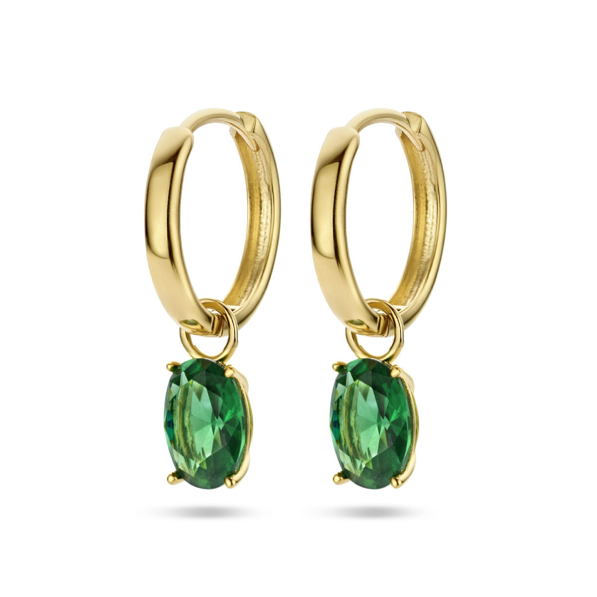 Boucles d'oreilles en or jaune 14K avec pendentif en zircon vert.