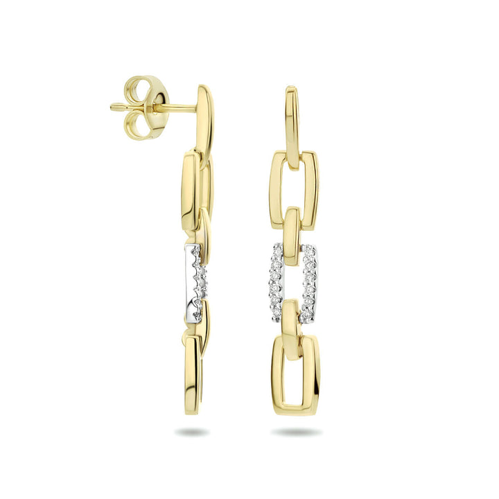 boucles d'oreilles diamant 0.10ct (2x0.05ct) h si or bicolore jaune/blanc 14K