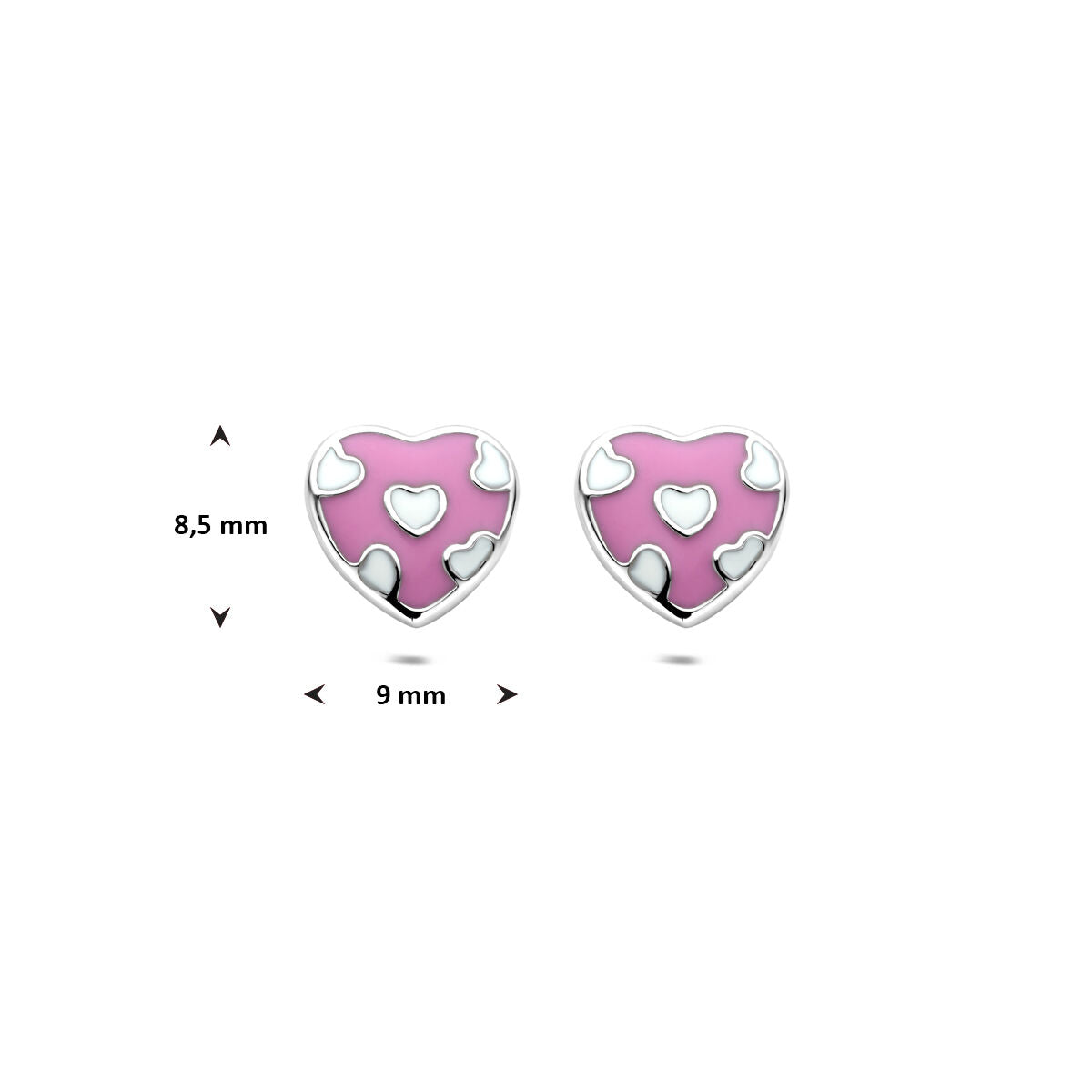 puces d'oreilles cœur 8,5 mm argent rhodié
