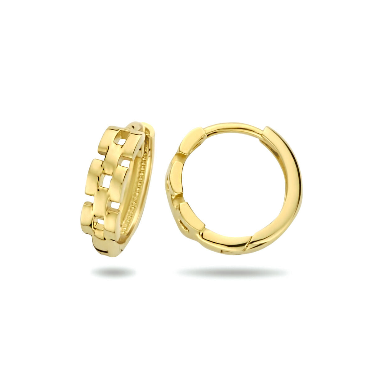 créoles motif maille 14K or jaune