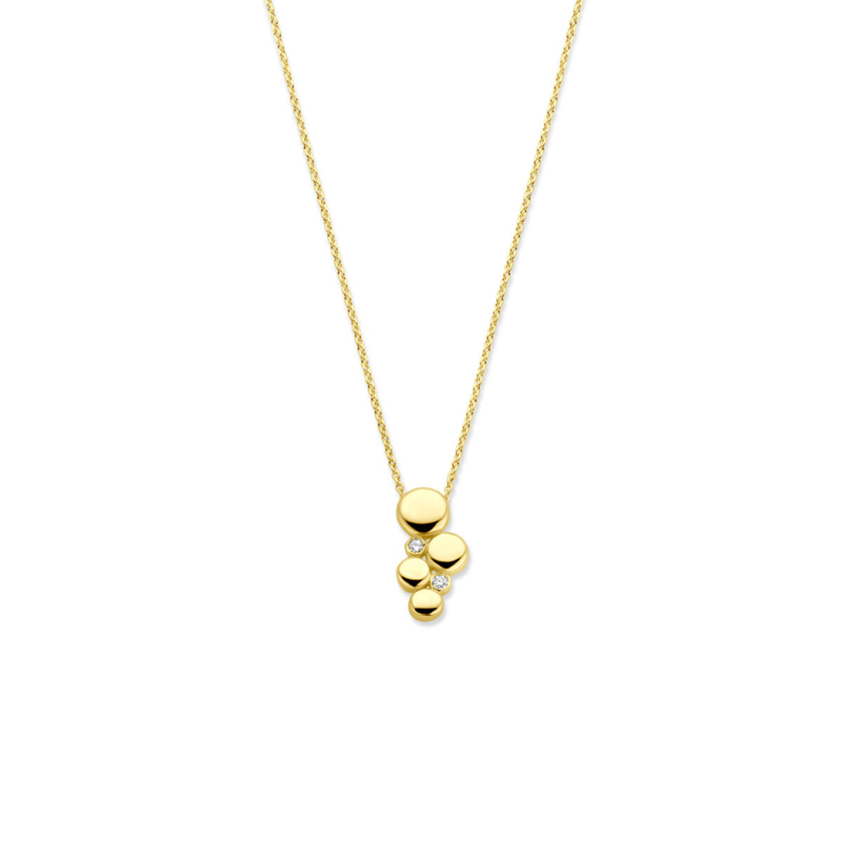 Collier en or jaune 14K avec des diamants, longueur ajustable de 40,5 à 44,5 cm.