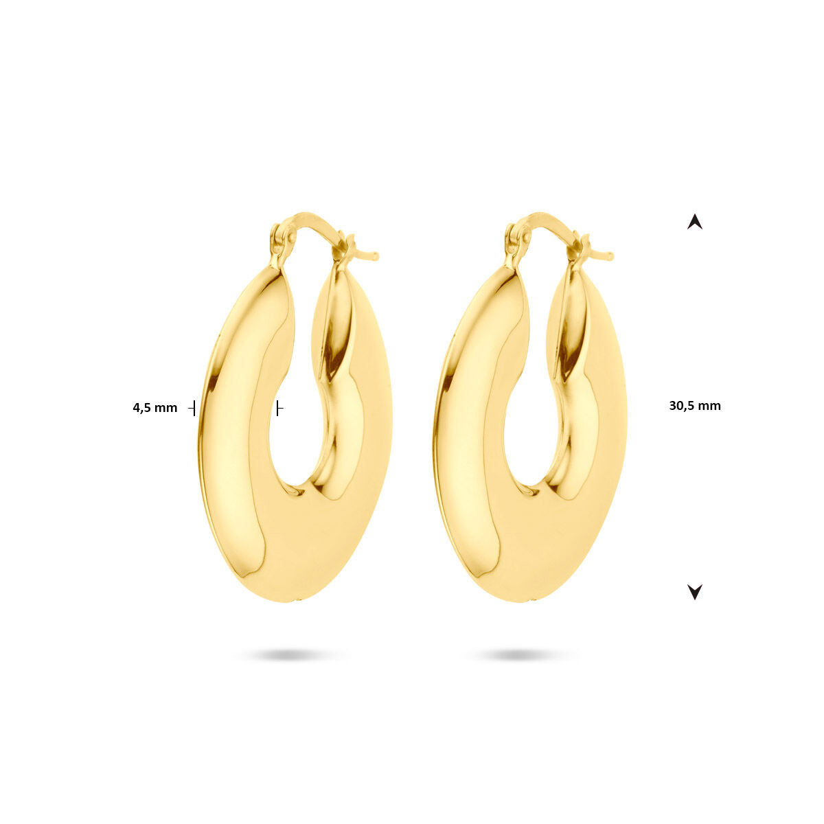 créoles 30,5 mm 1 micron argent plaqué or (jaune)