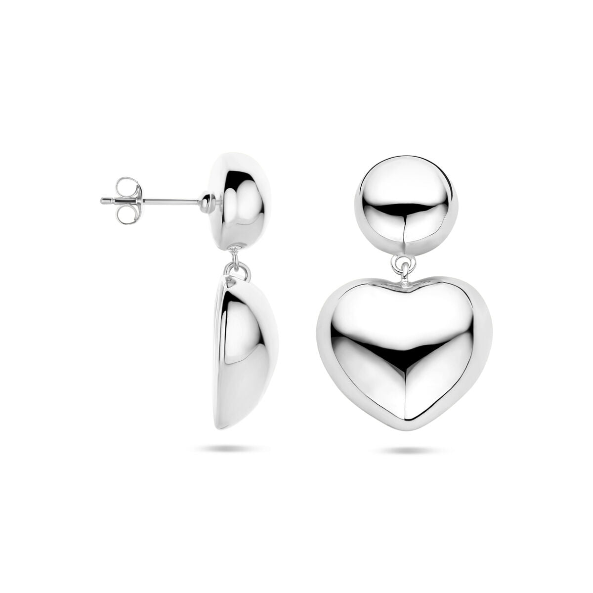 boucles d'oreilles cœurs 32 mm argent rhodié