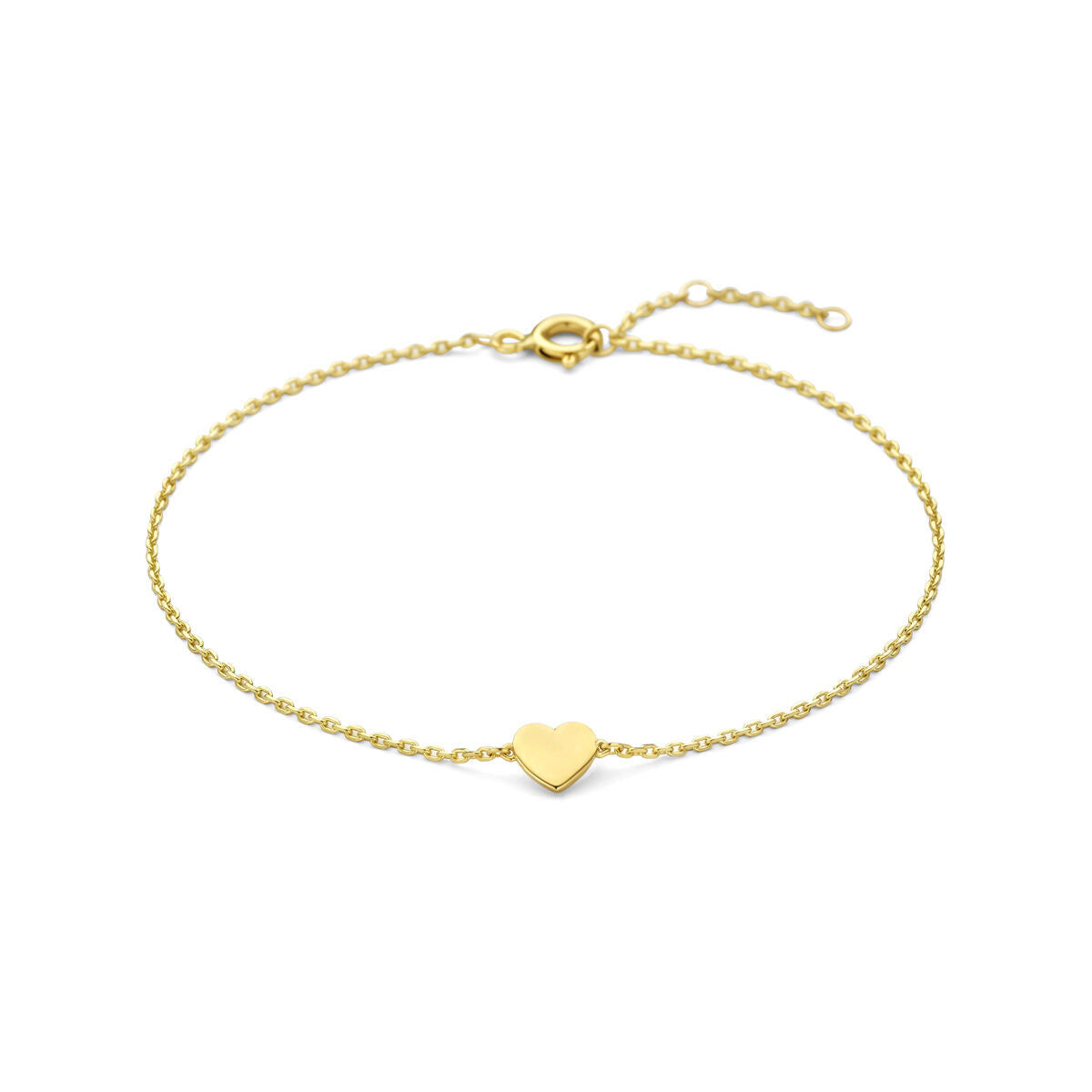 Bracelet en or 9 carats avec un petit cœur au centre.