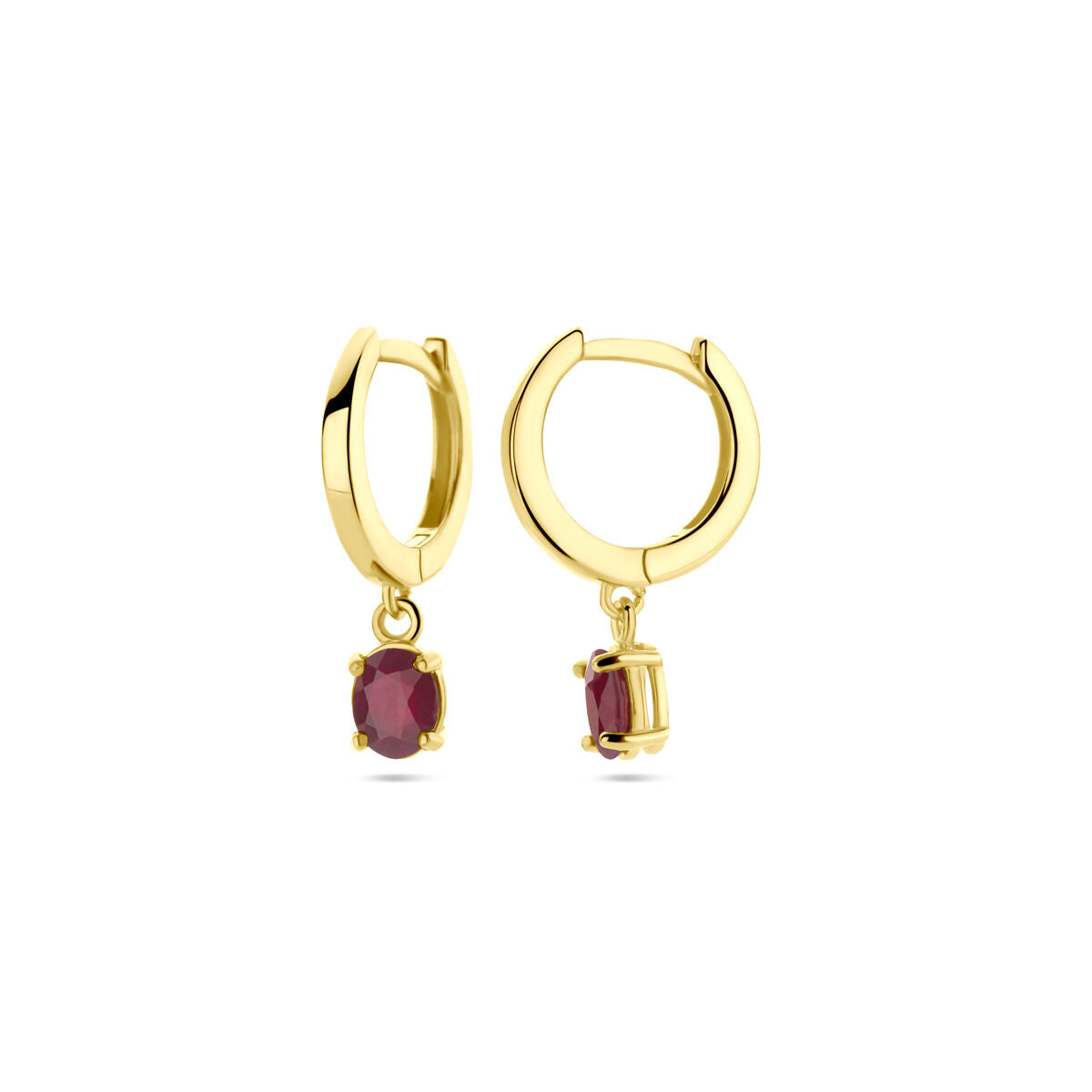 créoles rubis 19 mm or jaune 14K