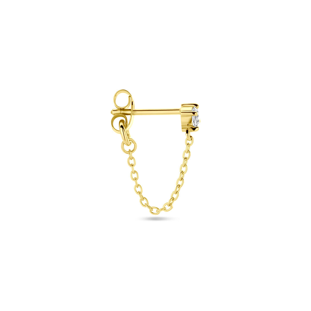 puce d'oreille en zircone 1 micron argent plaqué or (jaune)