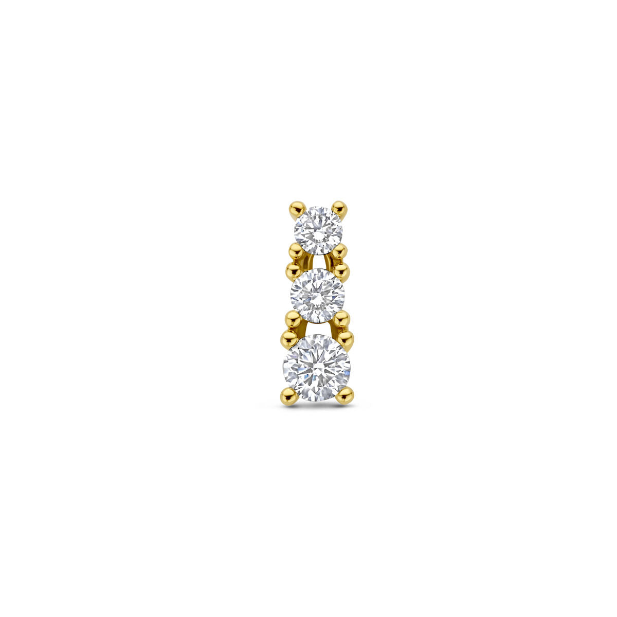 Pendentif en or jaune 14 carats avec trois diamants en lab grown.