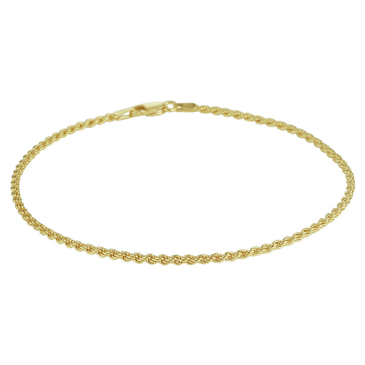 enkelbandje koord 2 mm 24 cm 3 micron zilver verguld (geel)