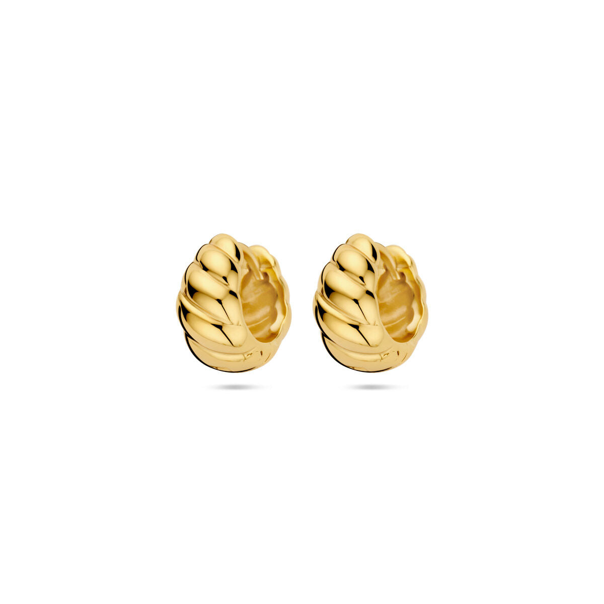 Boucles d'oreilles dorées en forme de spirale, 6,5 mm, finition brillante.