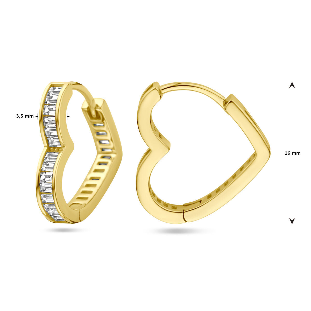 créoles cœur zircone 1 micron argent plaqué or (jaune)