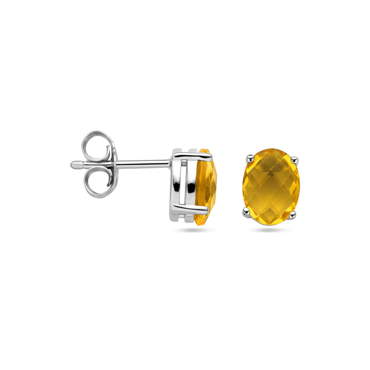 puces d'oreilles citrine argent rhodié