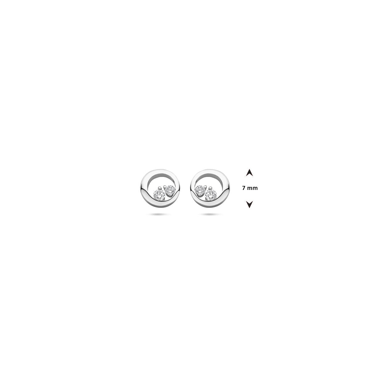 puces d'oreilles zircone 7 mm argent rhodié