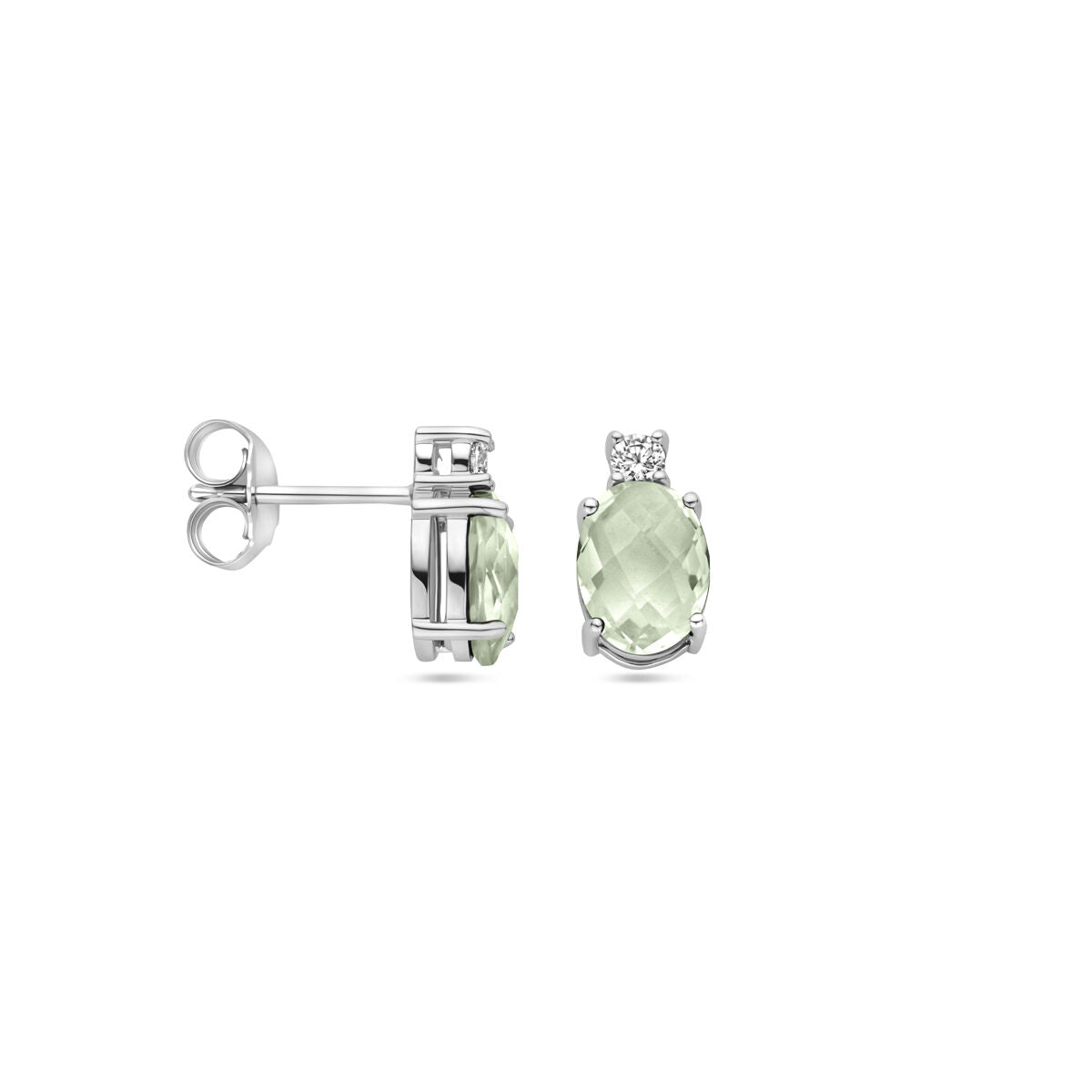 puces d'oreilles vert améthyste zircone 10,5 mm argent rhodié