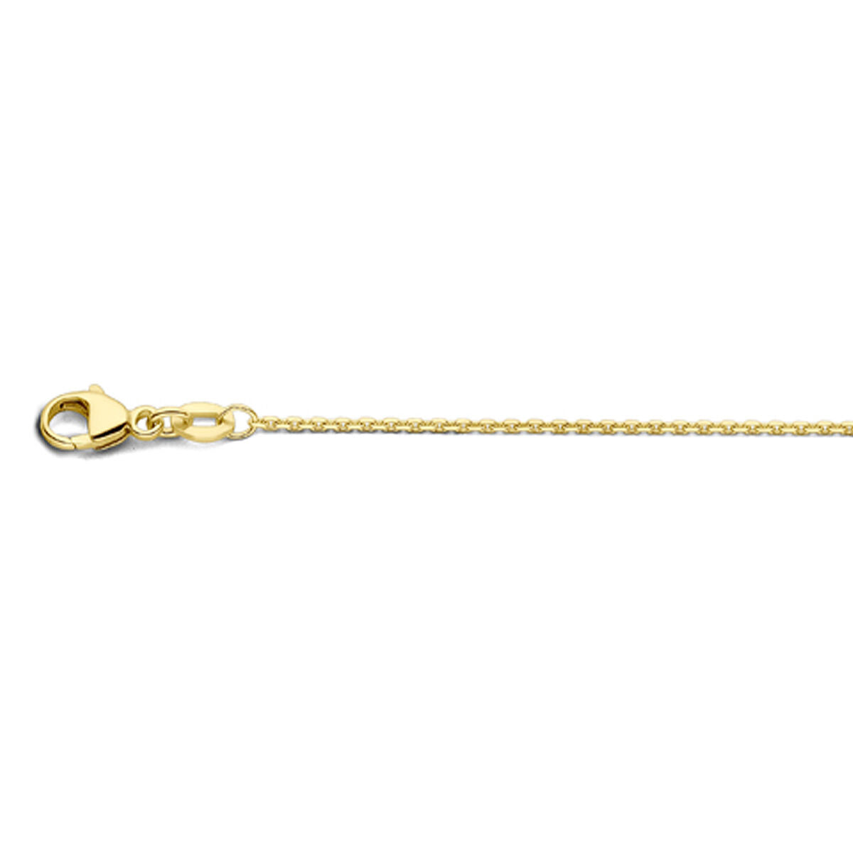 Collier en or jaune 18K avec maillons ancrés et finition diamantée, longueur ajustable de 41 à 45 cm.