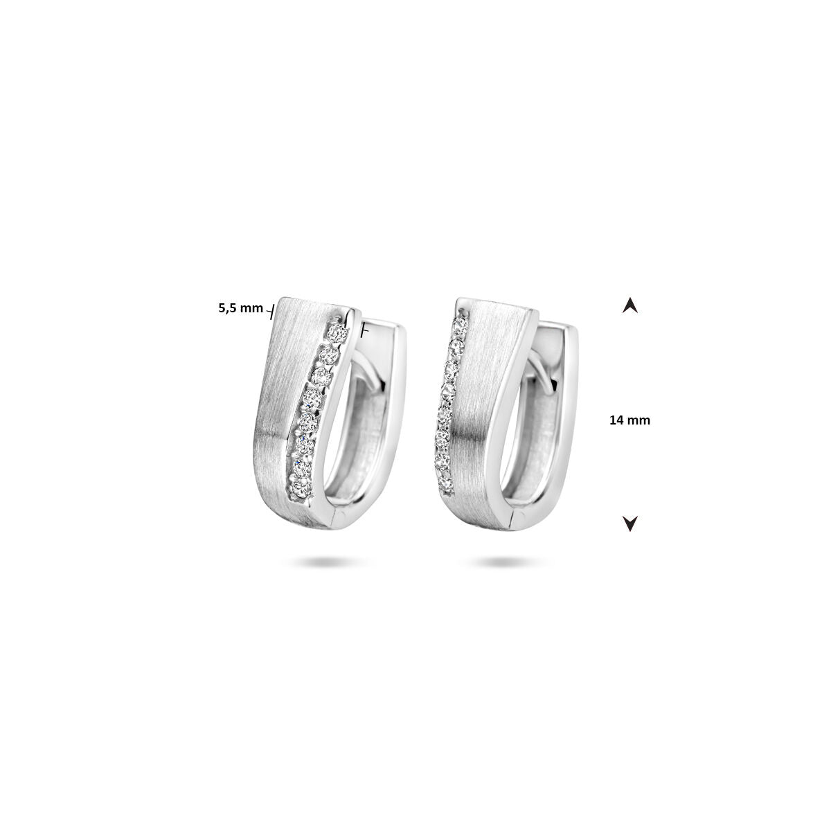 créoles zircone 14 mm poli/mat argent rhodié
