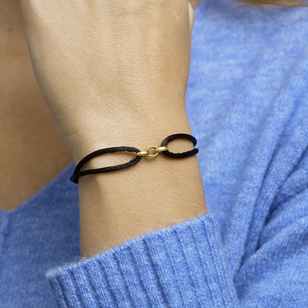 bracelet satin or 14K avec caoutchouc/nylon/cuir