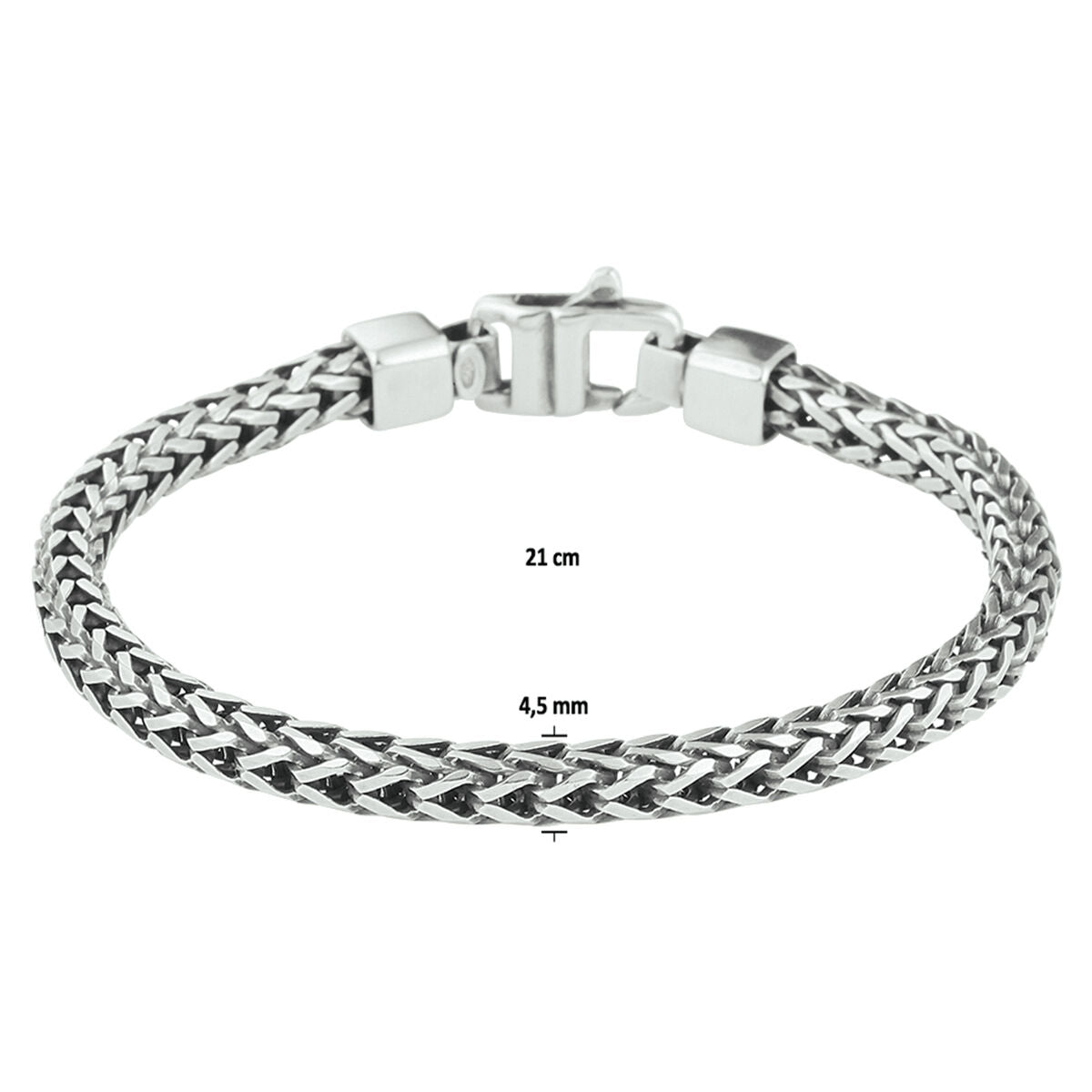 bracelet oxi queue de vache 4,5 mm argent oxydé