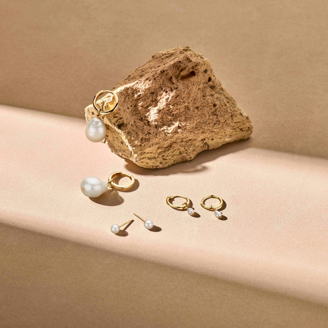 puces d'oreilles perle 14K or jaune