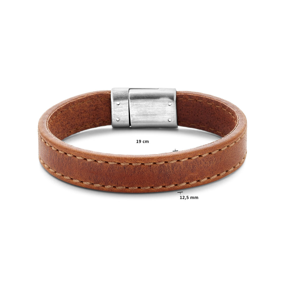 bracelet cuir marron 12,5 mm acier inoxydable