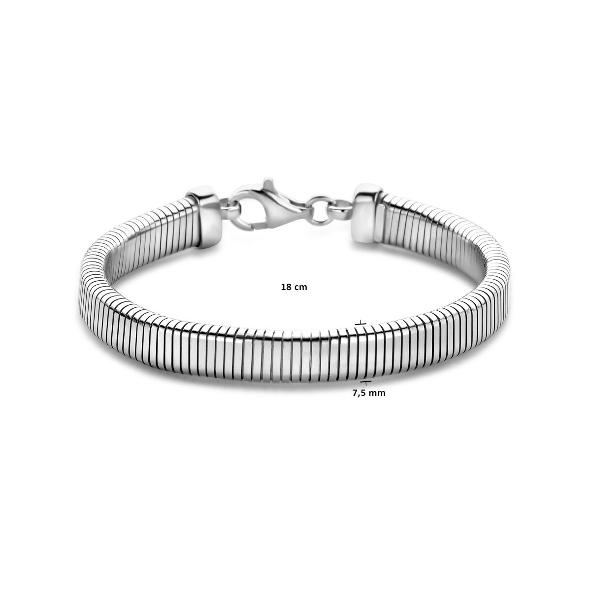 bracelet tubogas 7,6 mm 18 cm argent rhodié