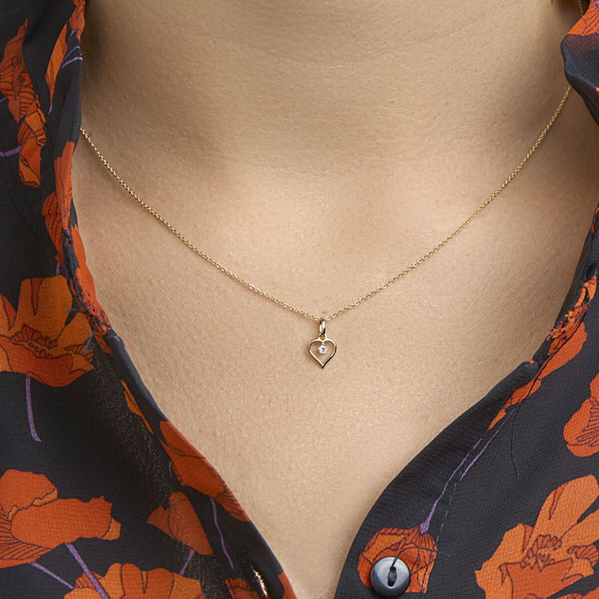 pendentif cœur zircone 14K or jaune
