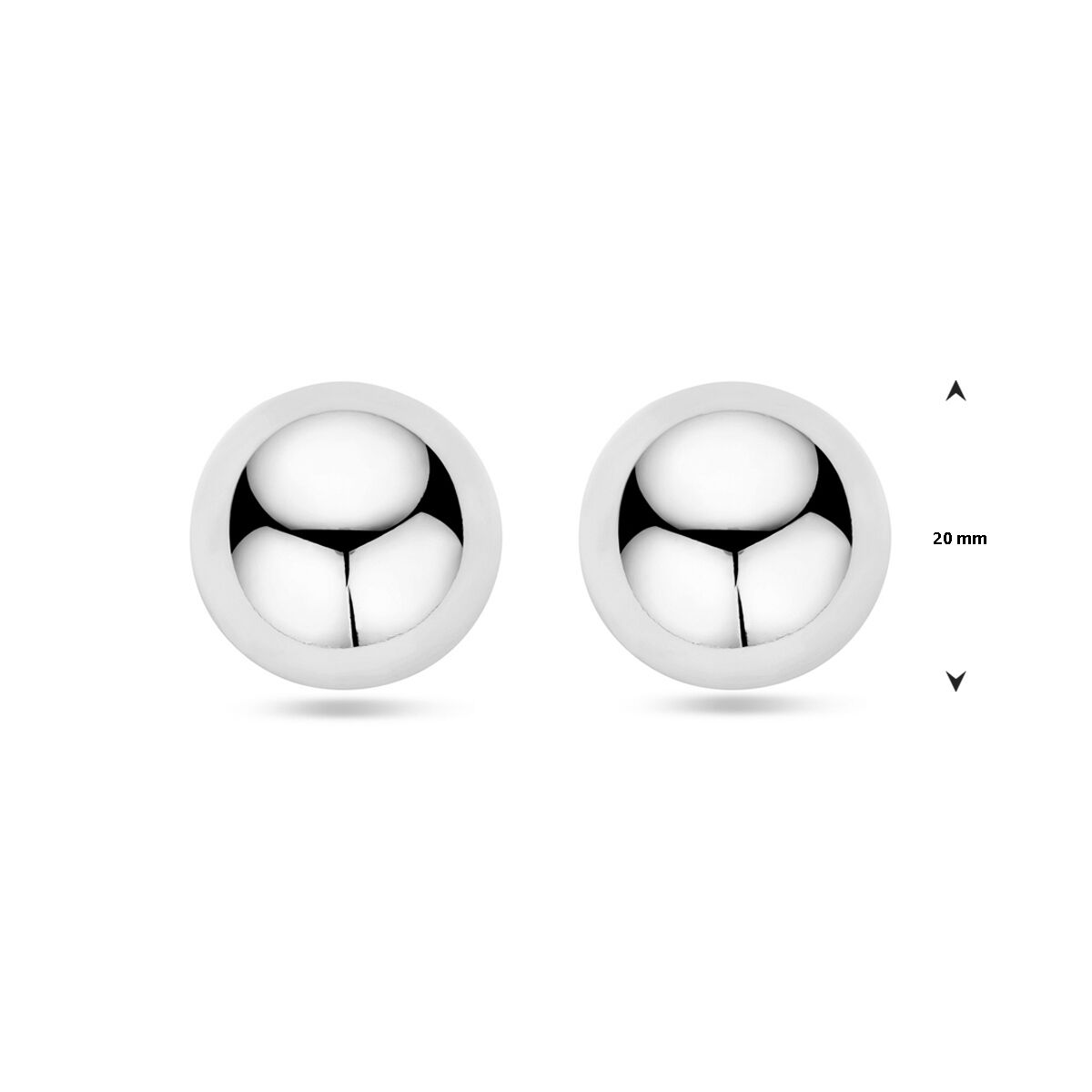 puces d'oreilles demi-sphériques 20 mm argent rhodié