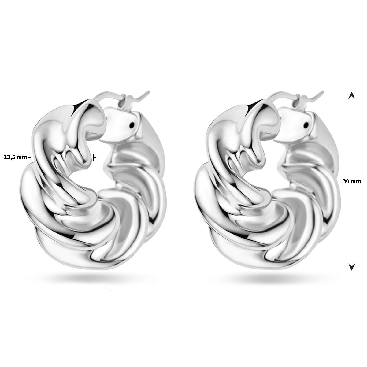 créoles torsadées 30 mm argent rhodié