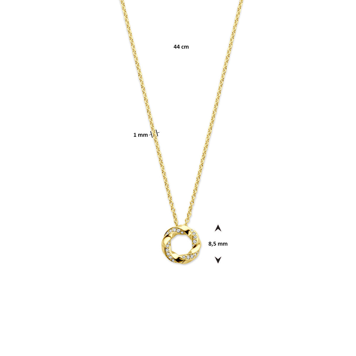 collier diamant 0.06ct h si 44 cm or jaune 14K