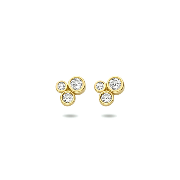 oorknoppen zirkonia 14K geelgoud