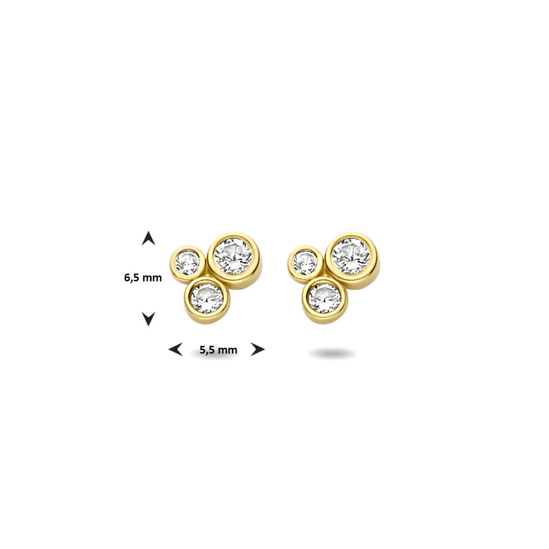 oorknoppen zirkonia 14K geelgoud