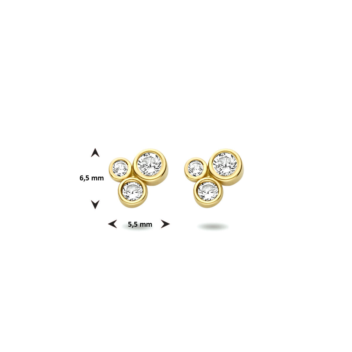 puces d'oreilles zircone 14K or jaune