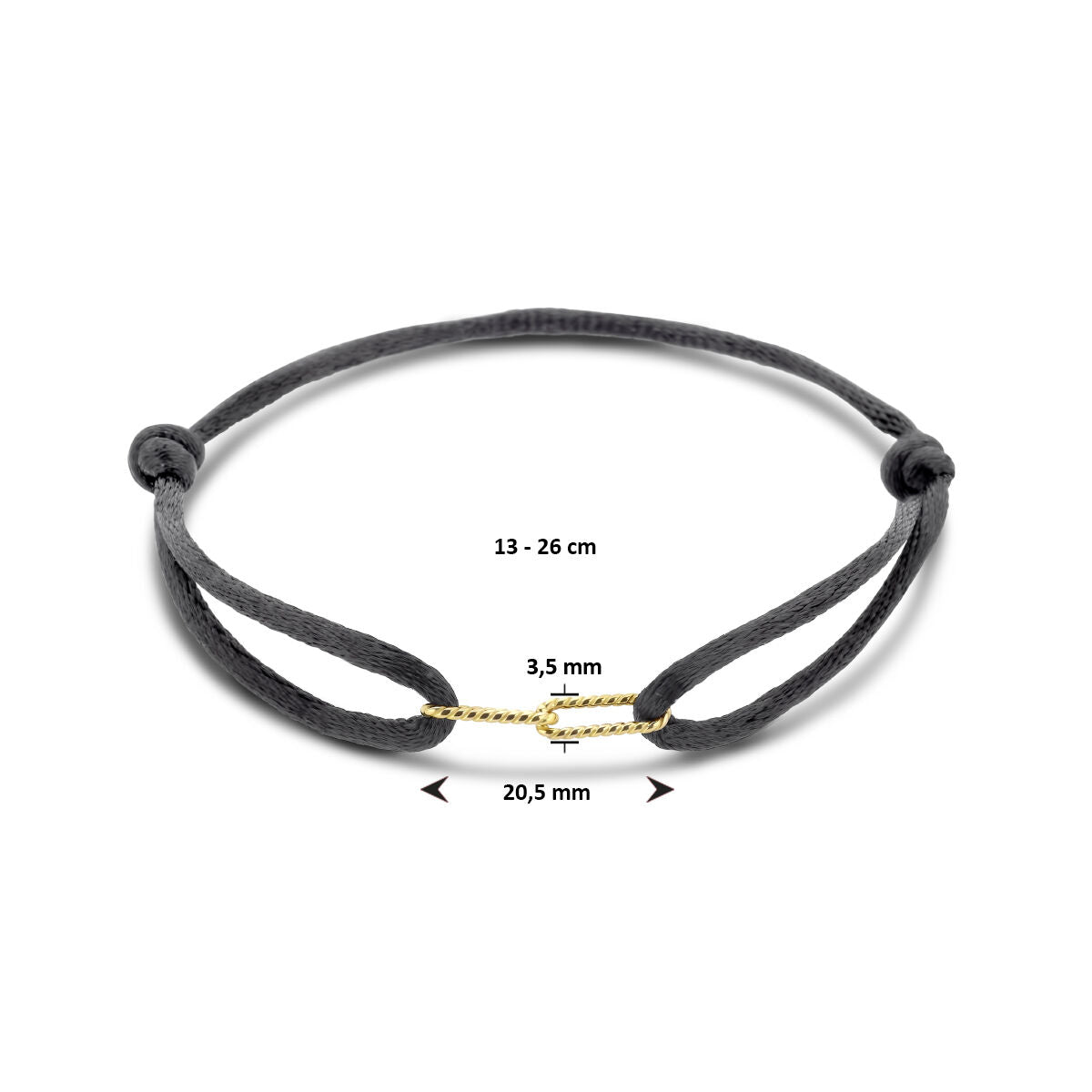 bracelet satin or 14K avec caoutchouc/nylon/cuir
