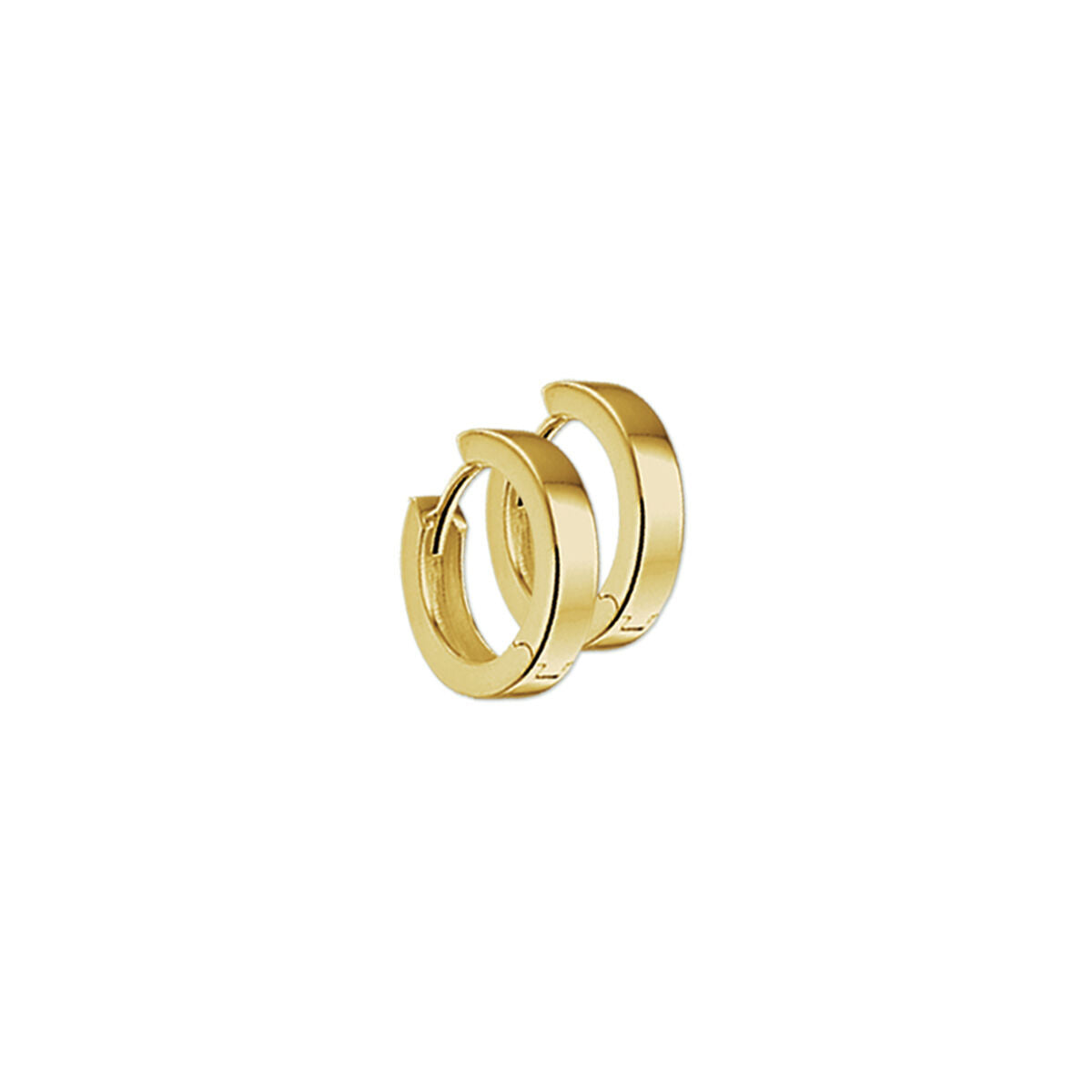 Boucles d'oreilles en or jaune 14K, de forme plate et de 2,5 mm d'épaisseur.