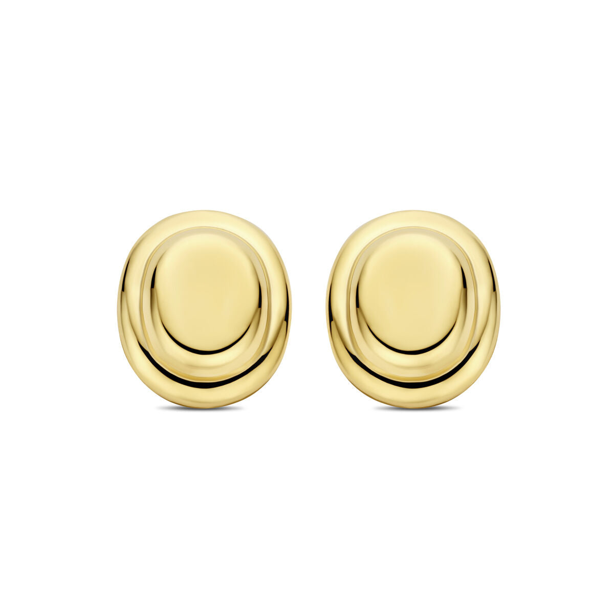 Boucles d'oreilles en argent doré jaune, de forme arrondie et lisse, mesurant 23 mm.
