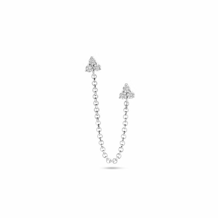 dubbele oorknop zirkonia 47 mm zilver gerhodineerd