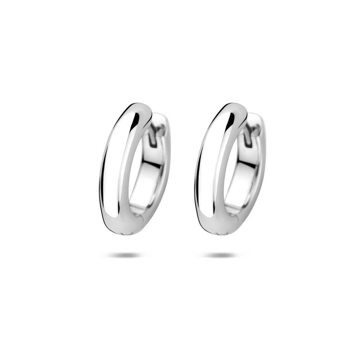 Boucles d'oreilles en argent rhodié avec fermeture à charnière, épaisseur de tube de 4 mm.
