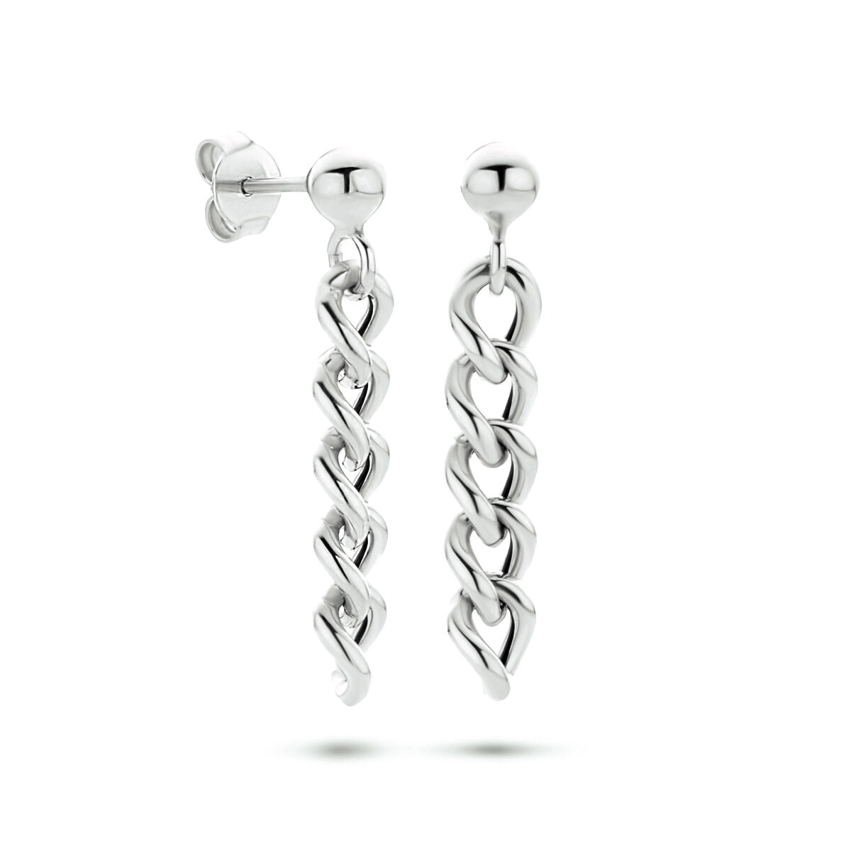 boucles d'oreilles maille argent rhodié