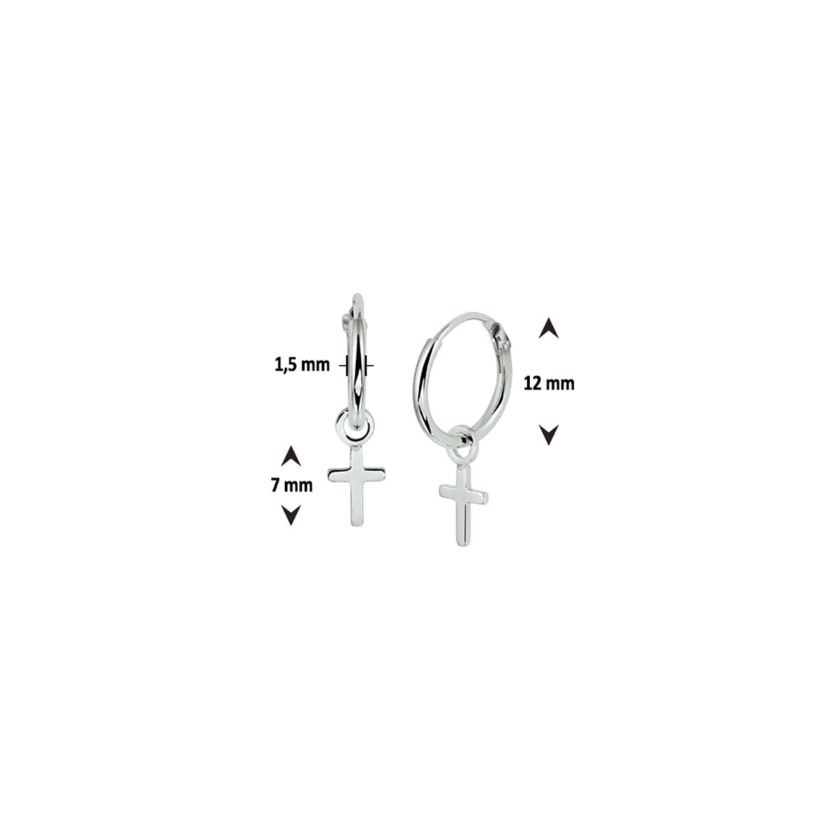 créoles croix argent rhodié