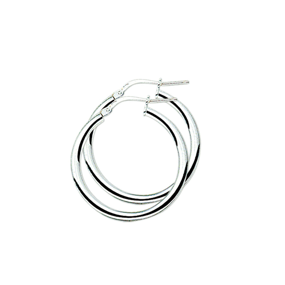 Boucles d'oreilles rondes en tube en argent rhodié.
