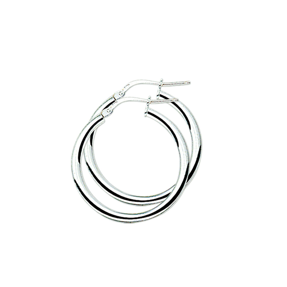 Boucles d'oreilles rondes en tube en argent rhodié.