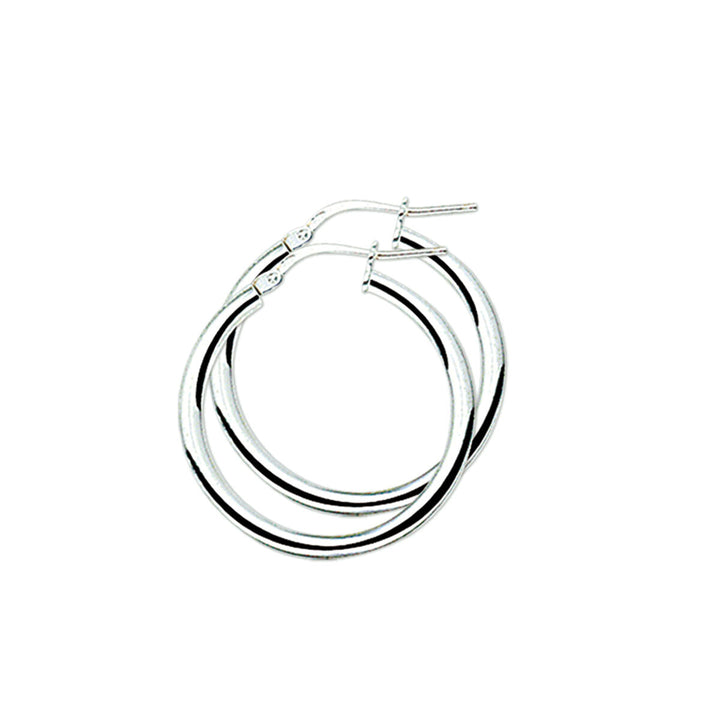 Boucles d'oreilles rondes en tube en argent rhodié.