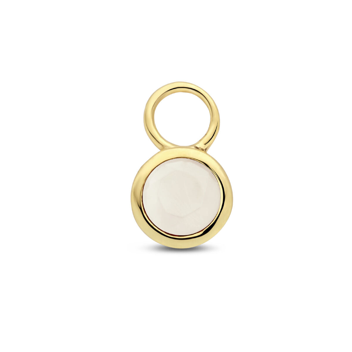 Pendentif en or jaune 14K avec une pierre de lune ronde.
