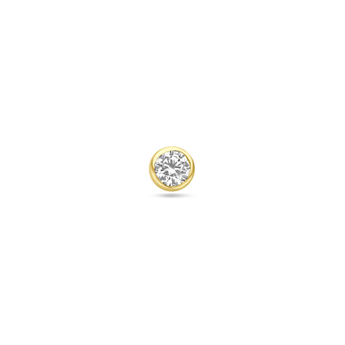Piercing en or jaune 14K avec zirconium de 3 mm, finition lisse.