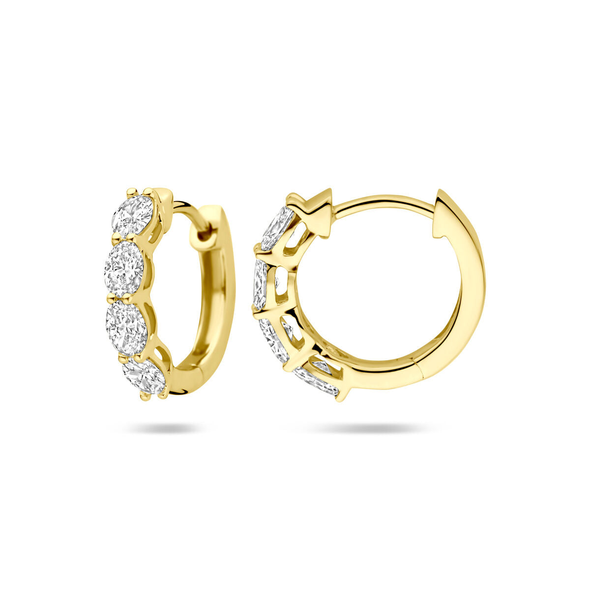 créoles diamant lab grown 0.80ct (2x 0.40ct) h si 14,5 mm or jaune 14K