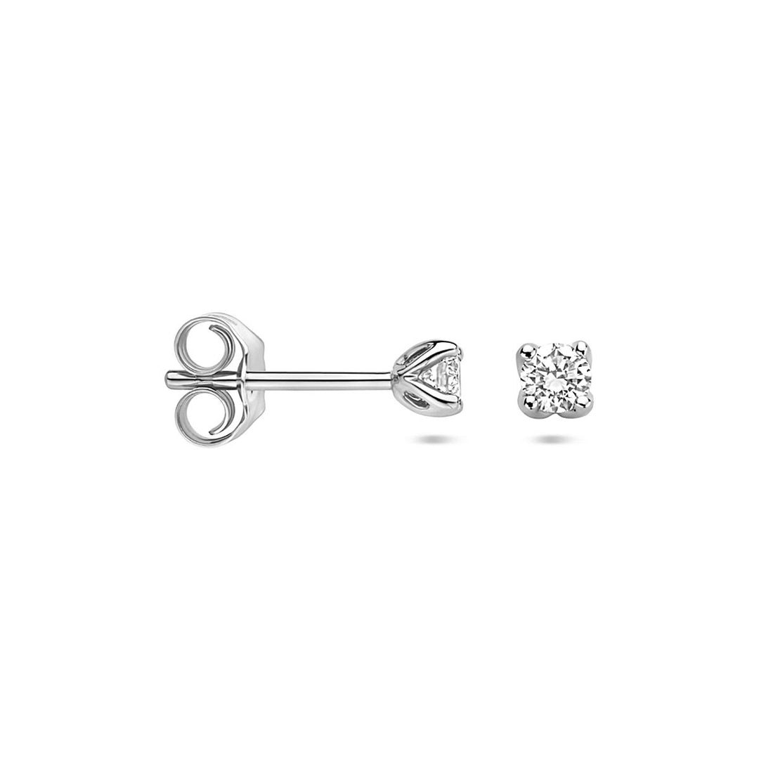 oorknoppen lab grown diamant 0.20ct. (2x 0.10ct) h si 3,25 mm 14K witgoud