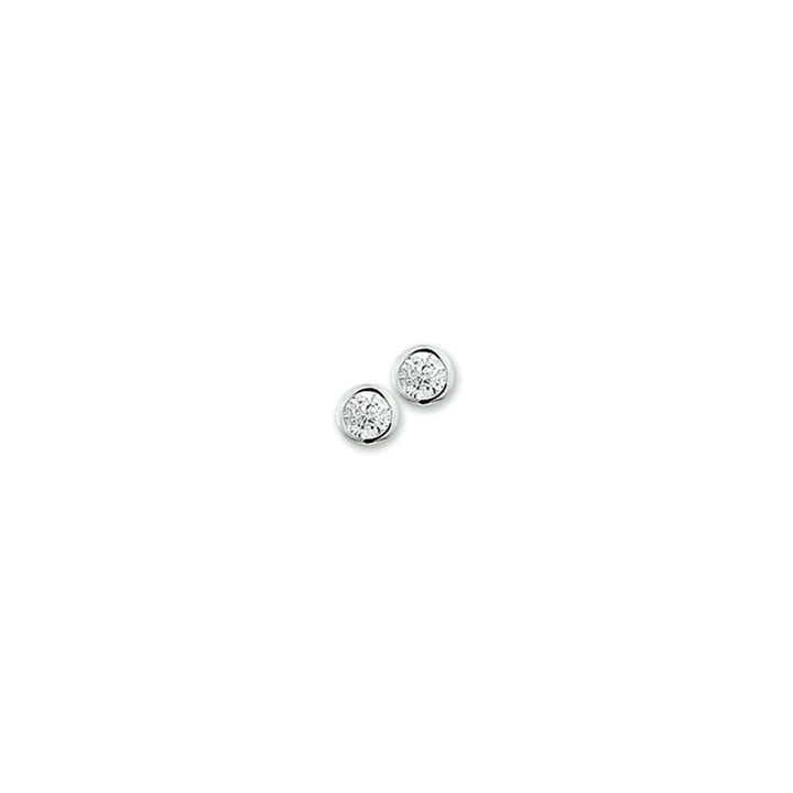 Boucles d'oreilles en argent rhodié avec zircones, forme ronde et finition brillante.