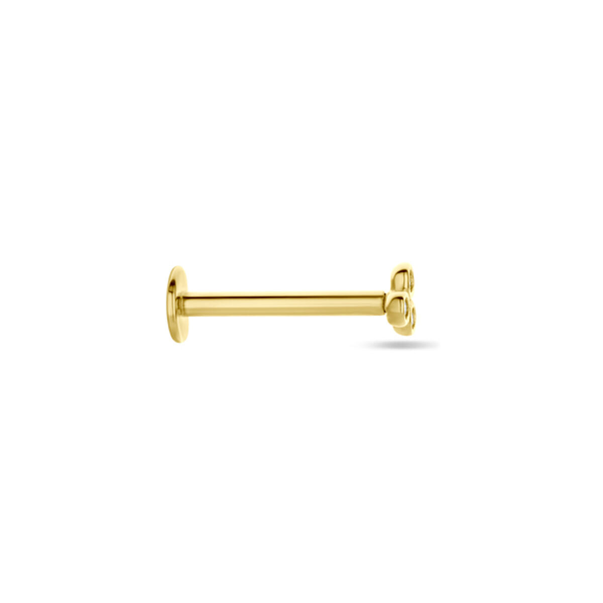 piercing à dos plat zircone 3 mm or jaune 14K