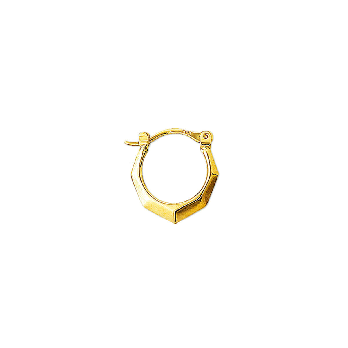 Boucle d'oreille en or jaune 14K, forme octogonale avec une finition brillante.