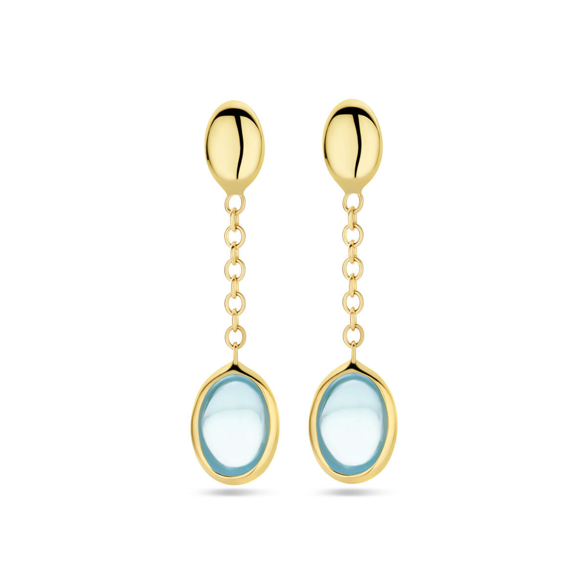 boucles d'oreilles topaze bleue 26 mm 14K or jaune